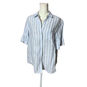 Lord & Taylor Striped Vertical Blouse Button Up